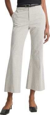 Vince Gardeners Check Stretch Cotton Kick Flare Pants