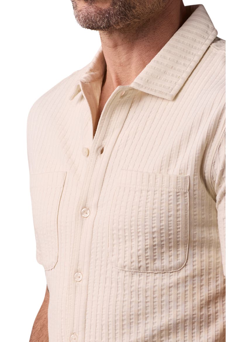 Getaway Short Sleeve Knit Button-Up Shirt, Alternate, color, STONE