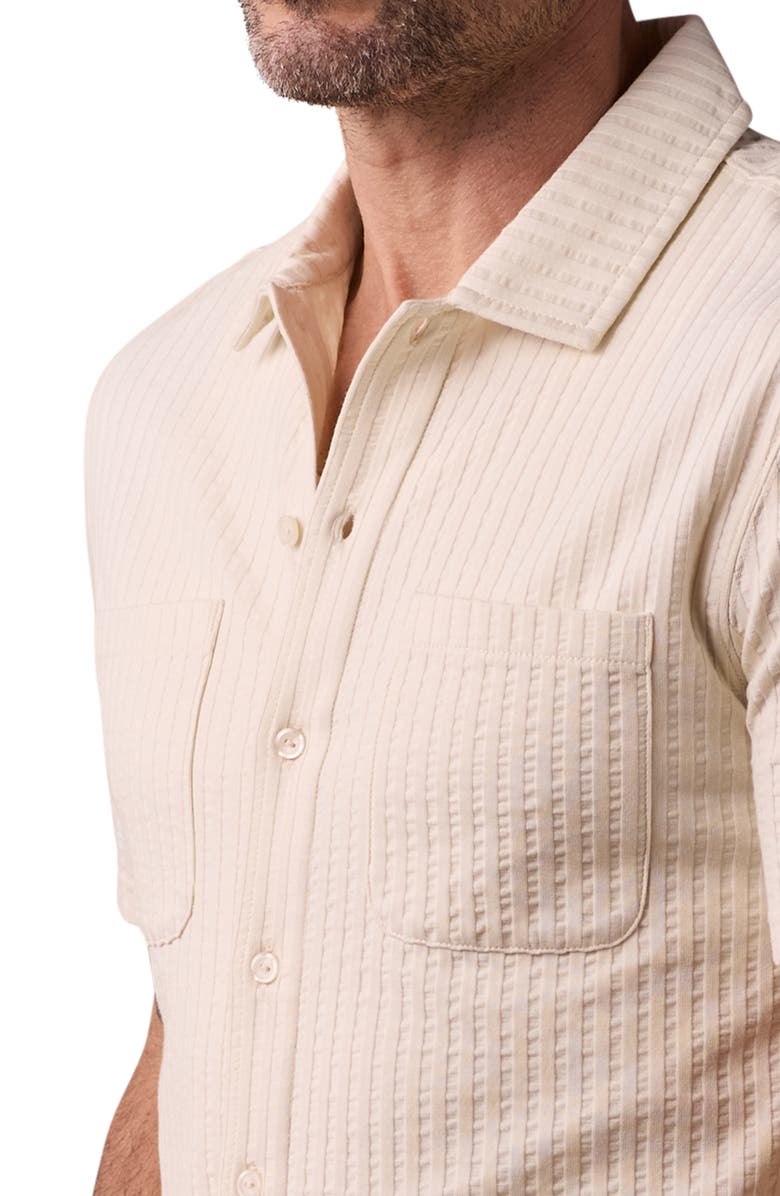 The Normal Brand Getaway Short Sleeve Knit Button-Up Shirt, Alternate, color, Stone