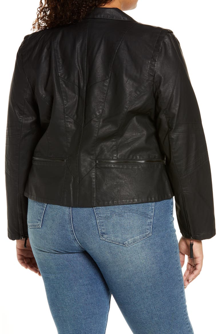 Faux Leather Moto Jacket, Alternate, color, BLACK