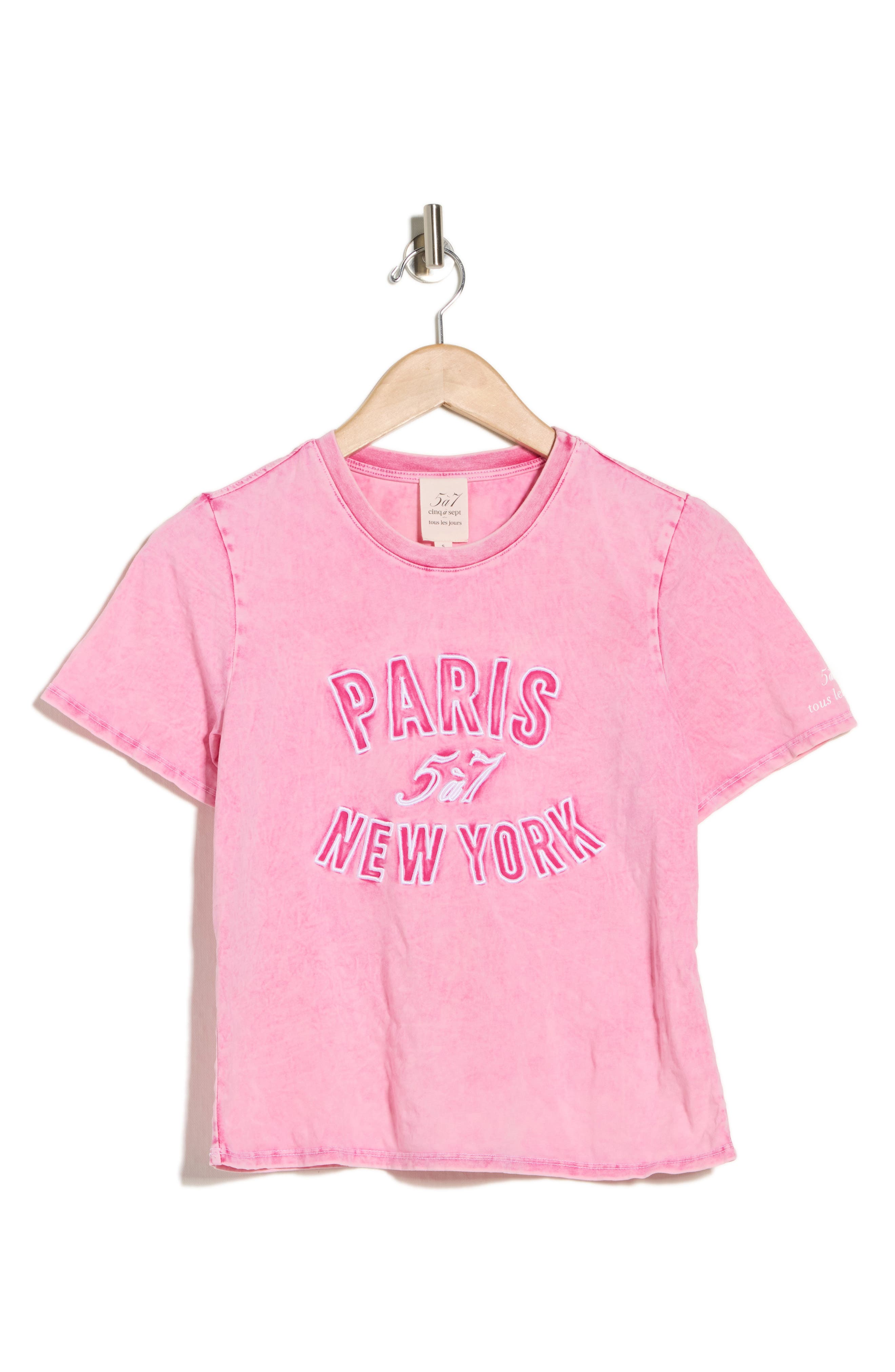 Cinq à Sept Garment Dyed Cotton Graphic Shrunken T-Shirt