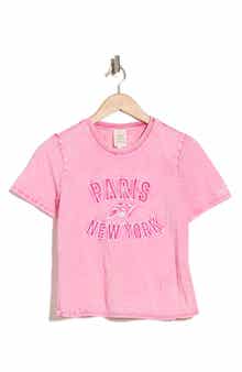 Cinq à Sept Garment Dyed Cotton Graphic Shrunken T-Shirt