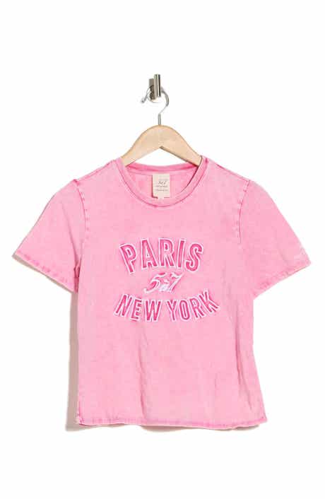 Cinq à Sept Garment Dyed Cotton Graphic Shrunken T-Shirt