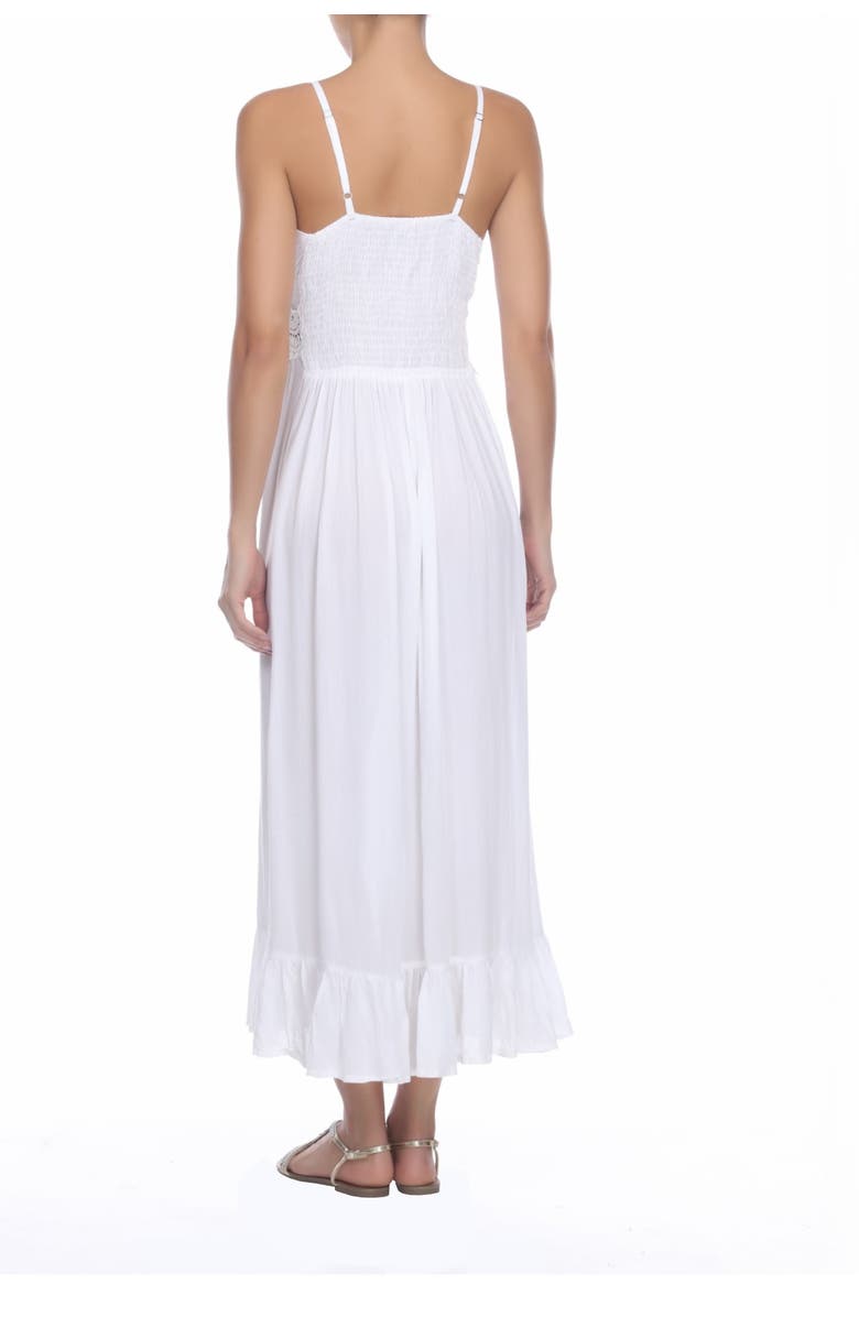 BOHO ME Lace V-Neck Spaghetti Straps Maxi Dress, Alternate, color, White