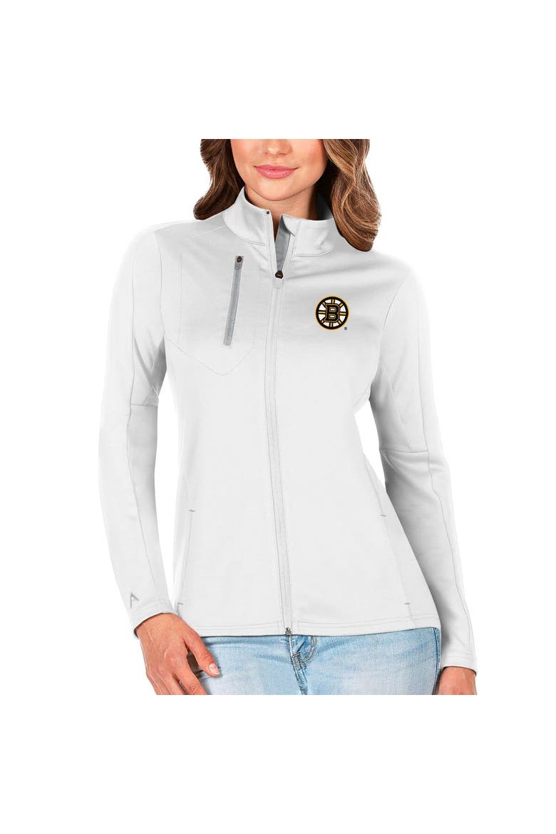 Women's Antigua White/Silver Boston Bruins Generation Full-Zip Pullover Jacket, Main, color, White