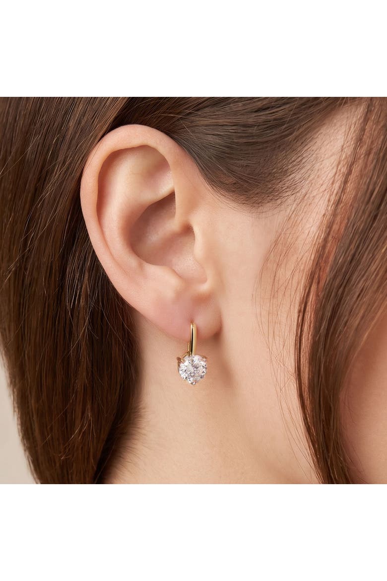 CZ Round Drop Earrings, Alternate, color, Gold Plated Sterling Silver