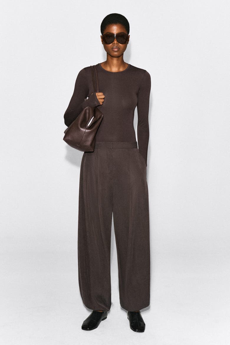 Toggle-Hem Wide-Leg Pants, Main, color, BROWN