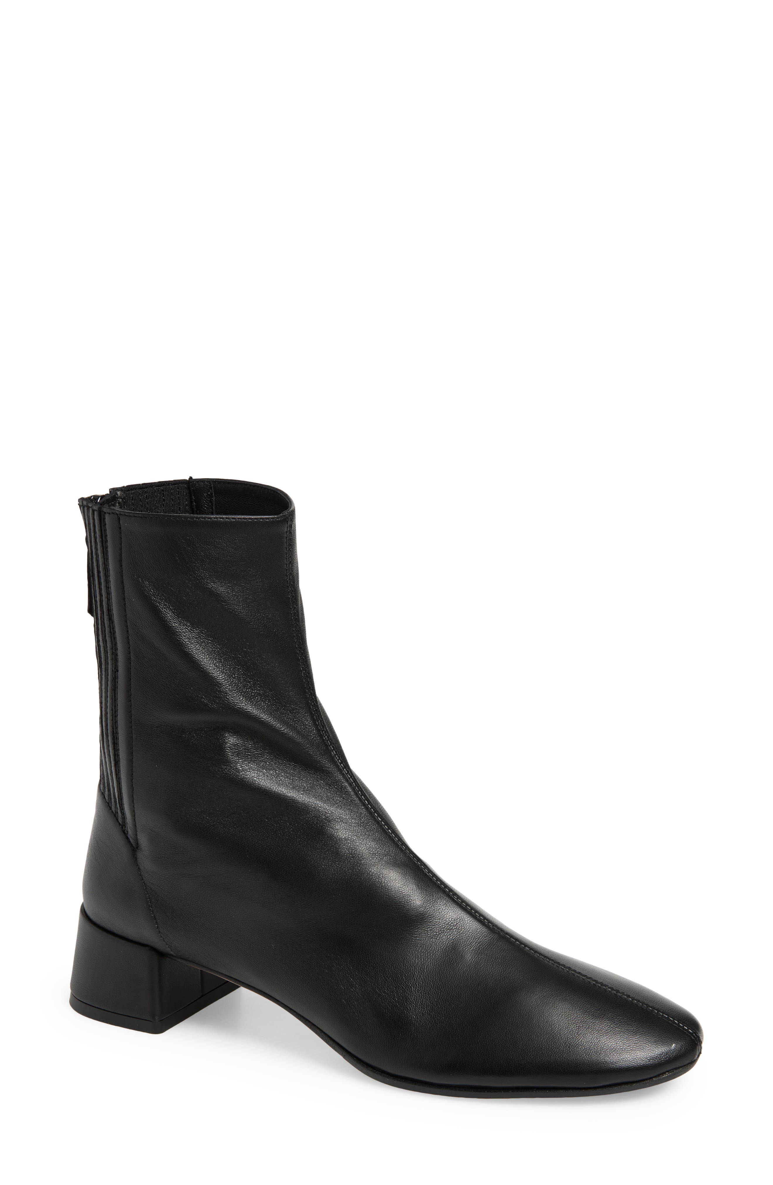 Tres St Honore Leather Bootie, Main, color, BLACK