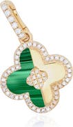 The Lovery Fine Jewelry Malachite and Gold Diamond Clover Charm
