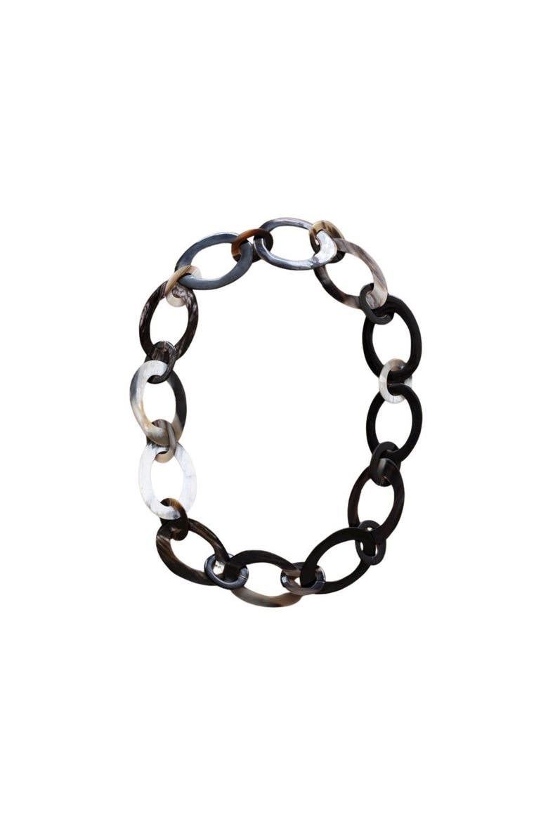 Oval Horn Chain Necklace, Main, color, White & Black