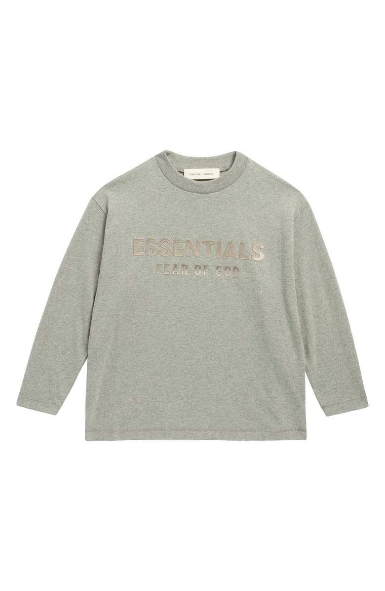 Fear of God Essentials Kids' Classic Fit Long Sleeve Logo Graphic T-Shirt, Main, color, Concrete Heather