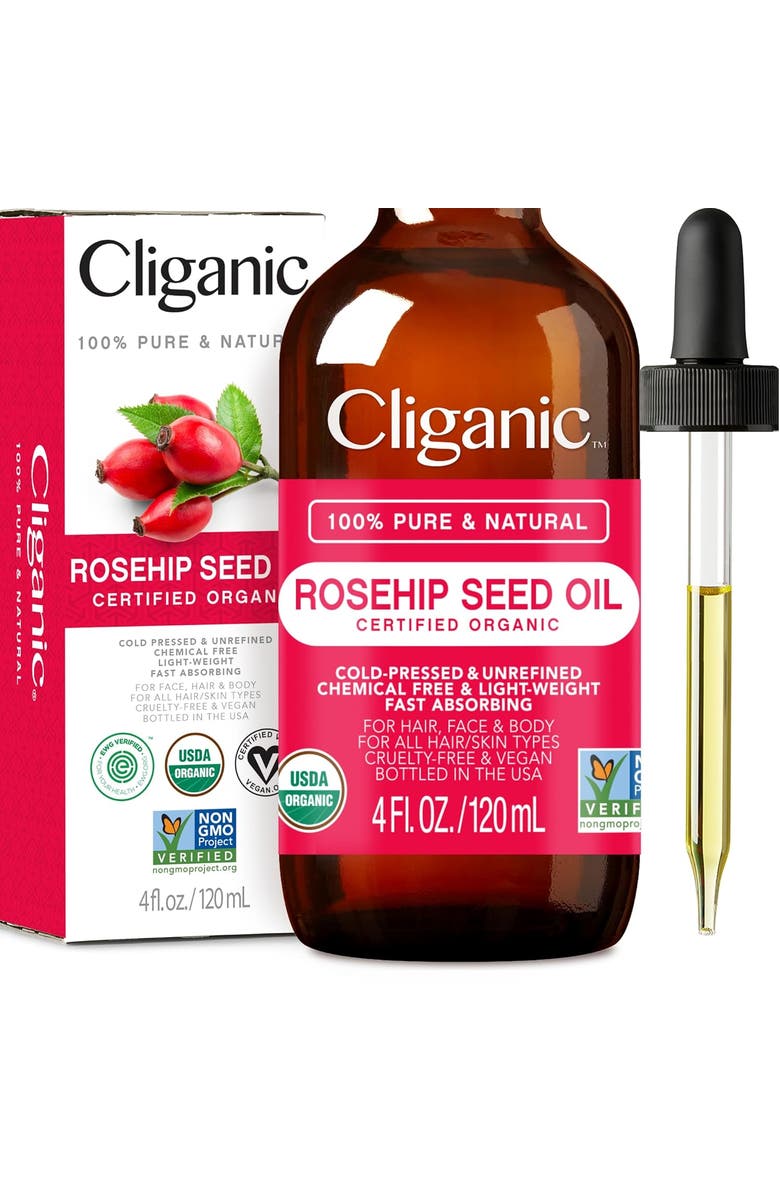 Cliganic Organic Rosehip Seed Oil in Various Sizes, Alternate, color,