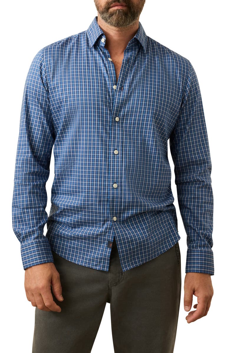 Faherty The Movement Button-Up Shirt, Main, color, Navy Feather Gingham