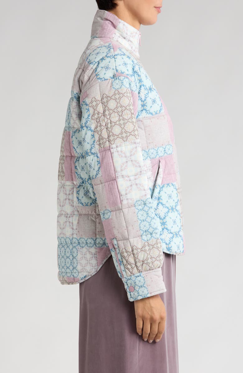 TravisMathew Bold & Bloom Quilted Shirt Jacket, Alternate, color, Mauve Shadows Multi