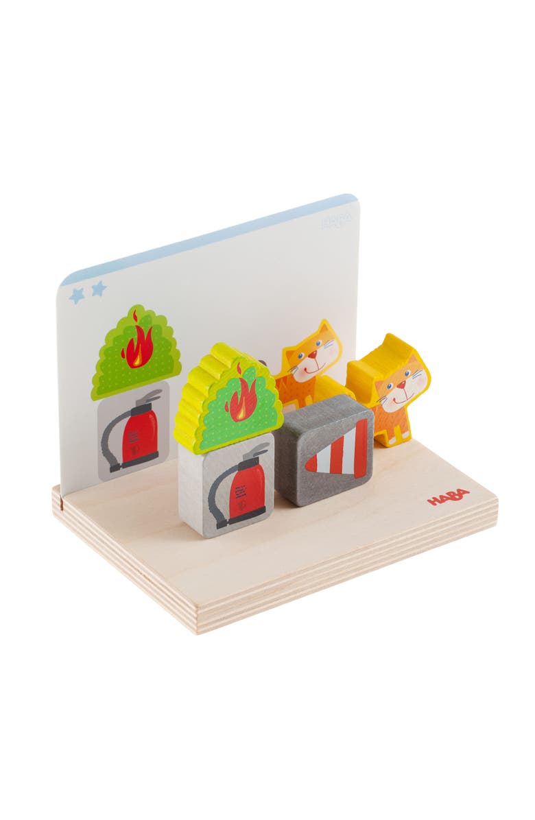 HABA Wooden Stacking Toy and STEM Wood Building Blocks for Kids, Fire Brigade Montessori Toys for 2-4 Years and up, Made in Germany, Alternate, color, Multi