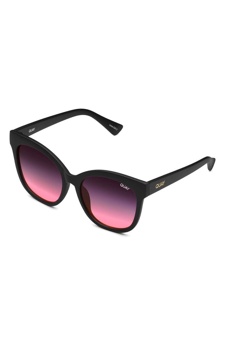 QUAY It's My Way 53mm Gradient Cat Eye Sunglasses, Alternate, color, Matte Black / Black Pink Fade