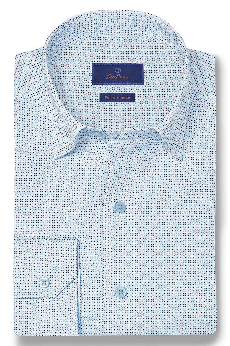 Neat Print Performance Sport Shirt, Alternate, color, WHITE/ SKY
