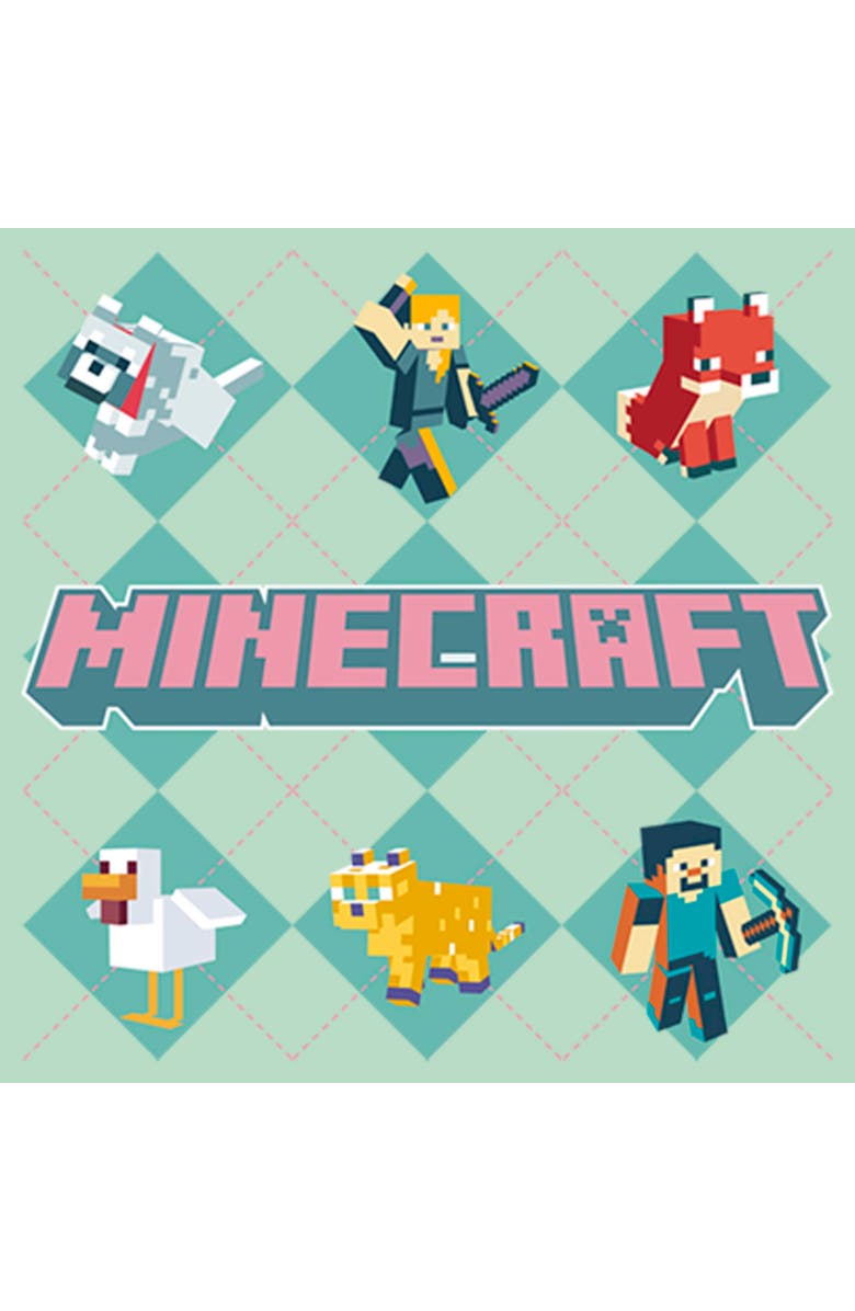MINECRAFT Girl's Minecraft Character Argyle Sweater  Graphic T-Shirt, Alternate, color, Mint