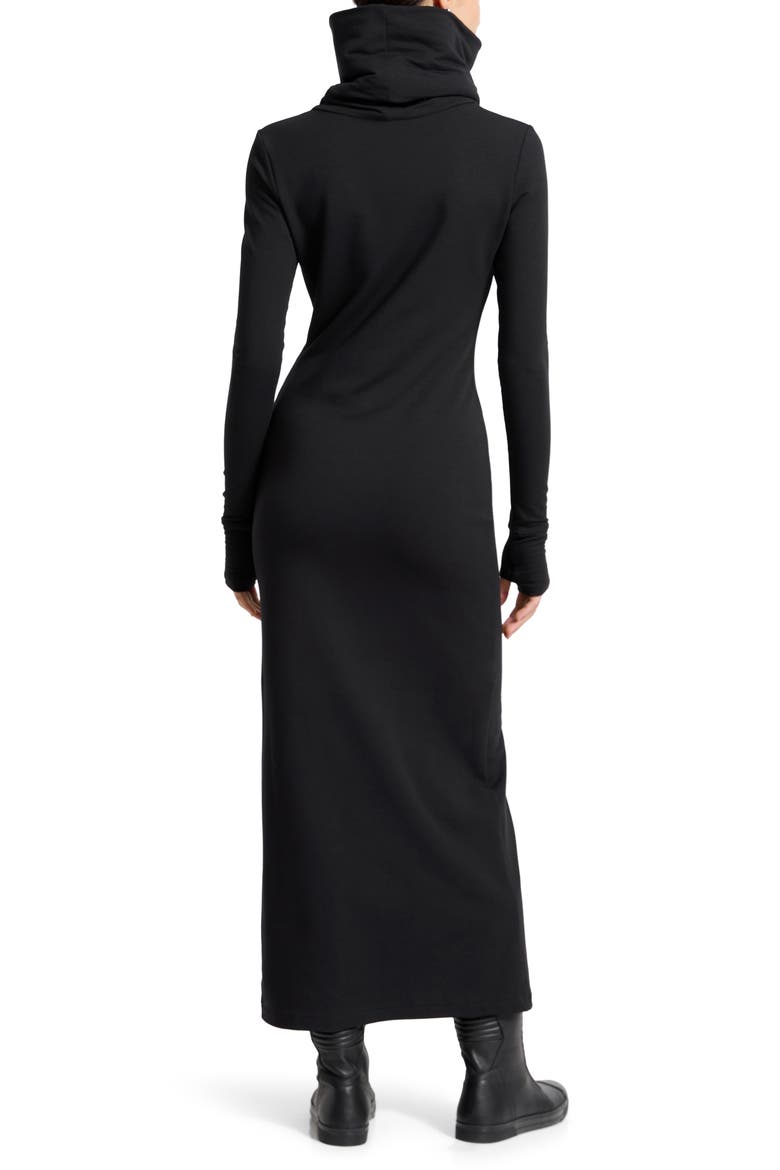 Lisa High Turtleneck Long Sleeve French Terry Dress, Alternate, color, BLACK