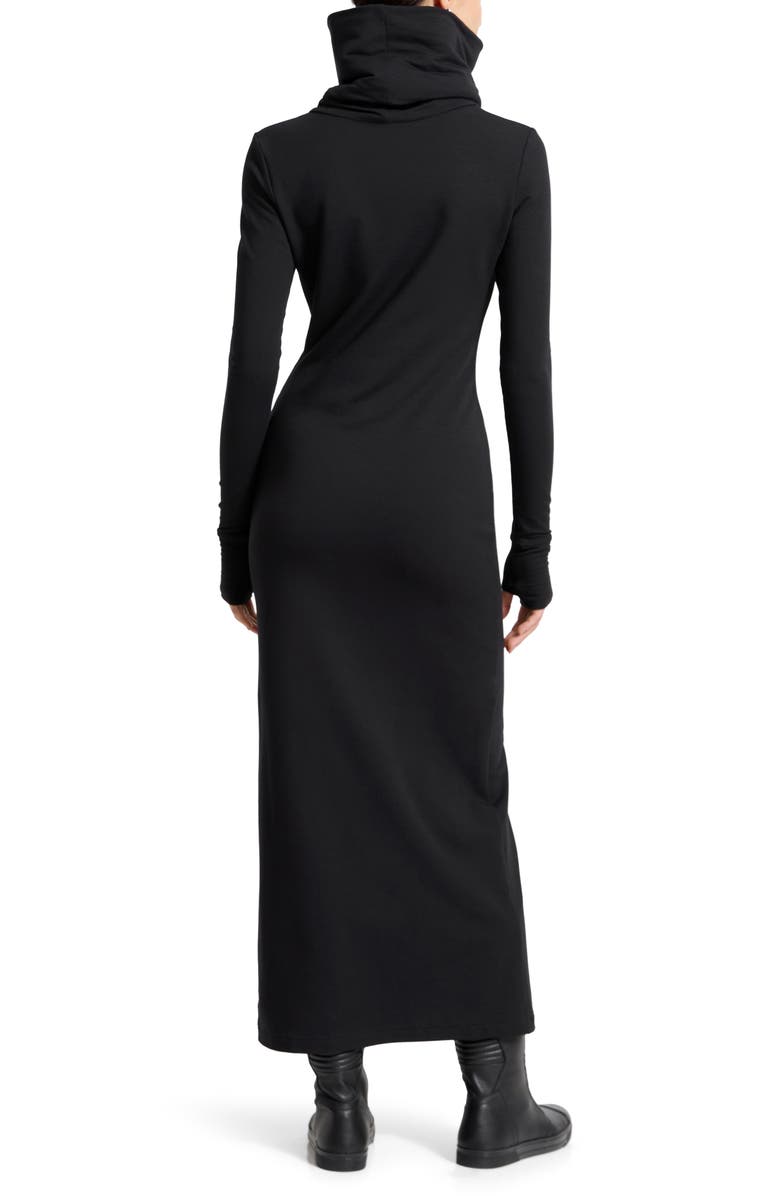 Marcella Lisa High Turtleneck Long Sleeve French Terry Dress, Alternate, color, Black