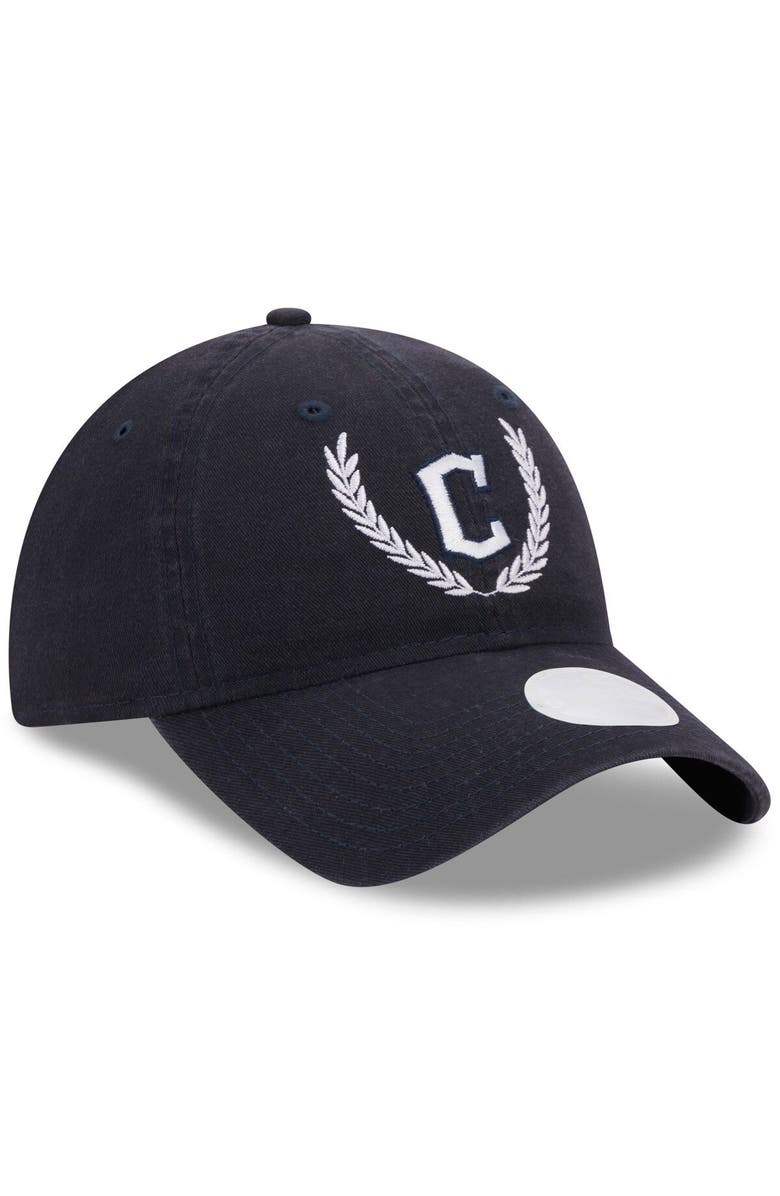 New Era Women's New Era Navy Cleveland Guardians Leaves 9TWENTY Adjustable Hat, Alternate, color,