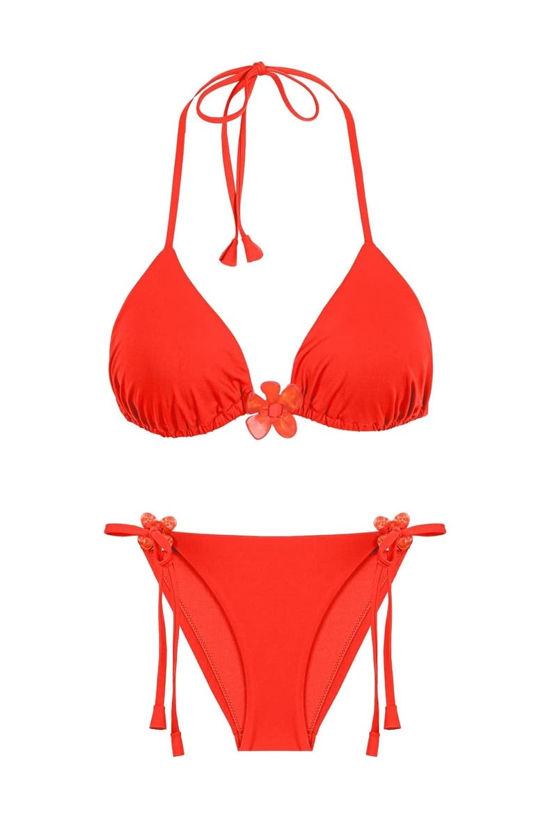 Lolite Triangle Top & Bikini Bottom, Main, color, Vermillon