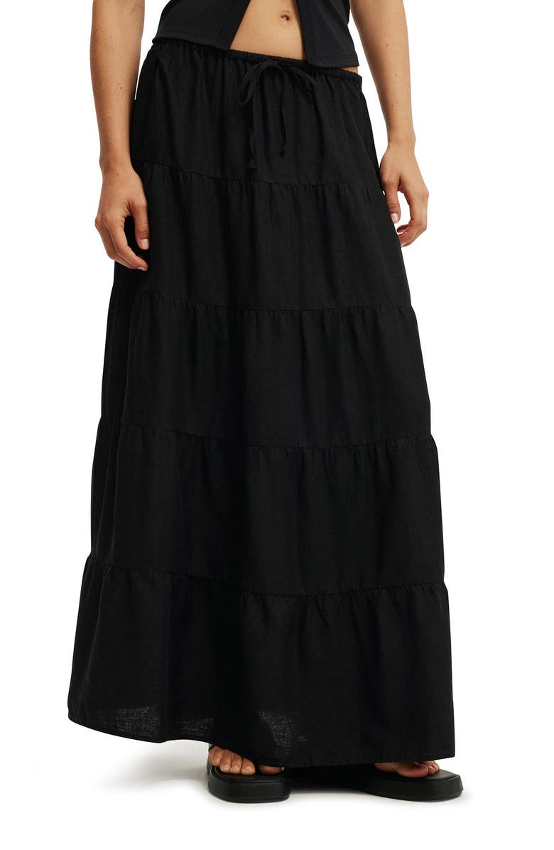 Cotton On Women's Haven Multi Tiered Maxi Skirt, Main, color, Black