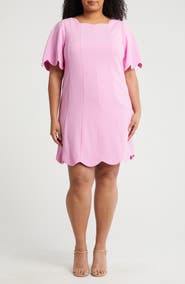 Eliza J Scalloped Short Sleeve Shift Dress