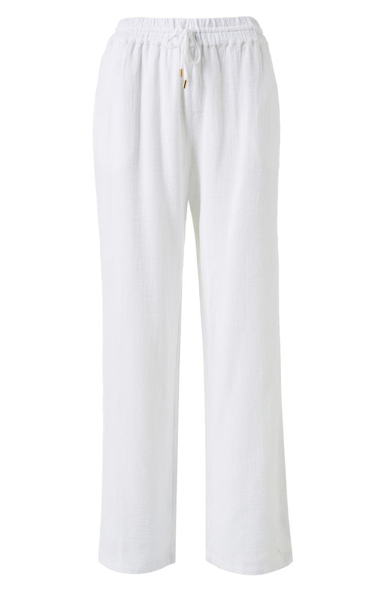 Melissa Odabash Krissy Core Cotton Gauze Cover-Up Pants, Alternate, color, White