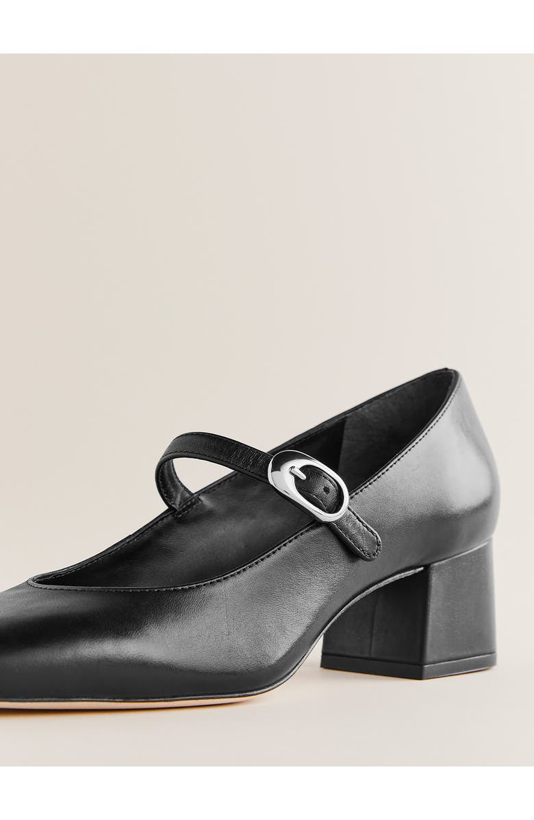 Reformation Max Block Heel Mary Jane Pump, Alternate, color, Black Leather