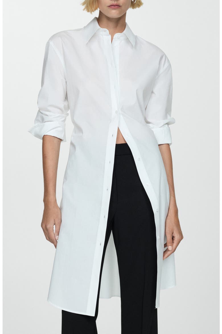 Tie Waist Long Sleeve Shirtdress, Main, color, WHITE