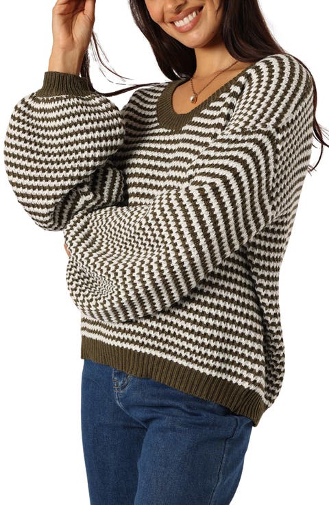 Becca Stripe One-Shoulder Sweater
