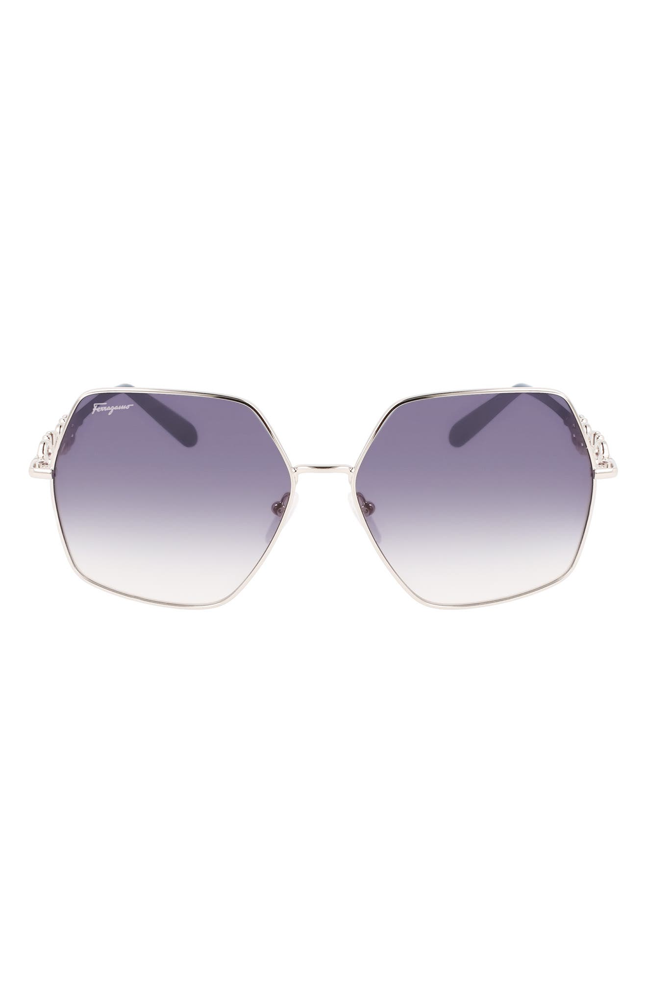 FERRAGAMO Gancini 61mm Gradient Rectangular Sunglasses
