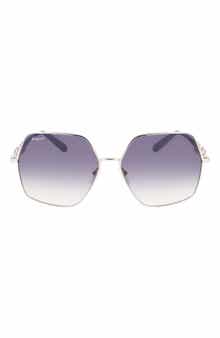FERRAGAMO Gancini 61mm Gradient Rectangular Sunglasses