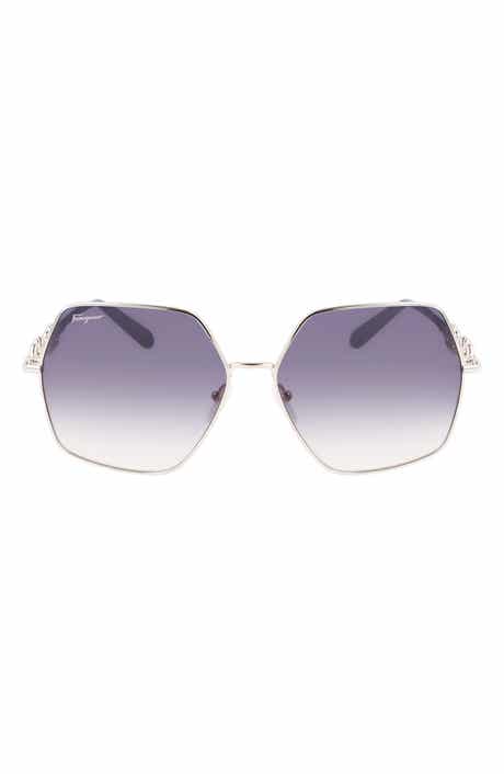 FERRAGAMO Gancini 61mm Gradient Rectangular Sunglasses