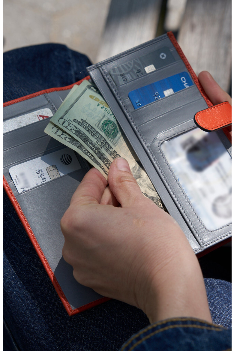 Joy Long Slim Wallet, Alternate, color, Orange