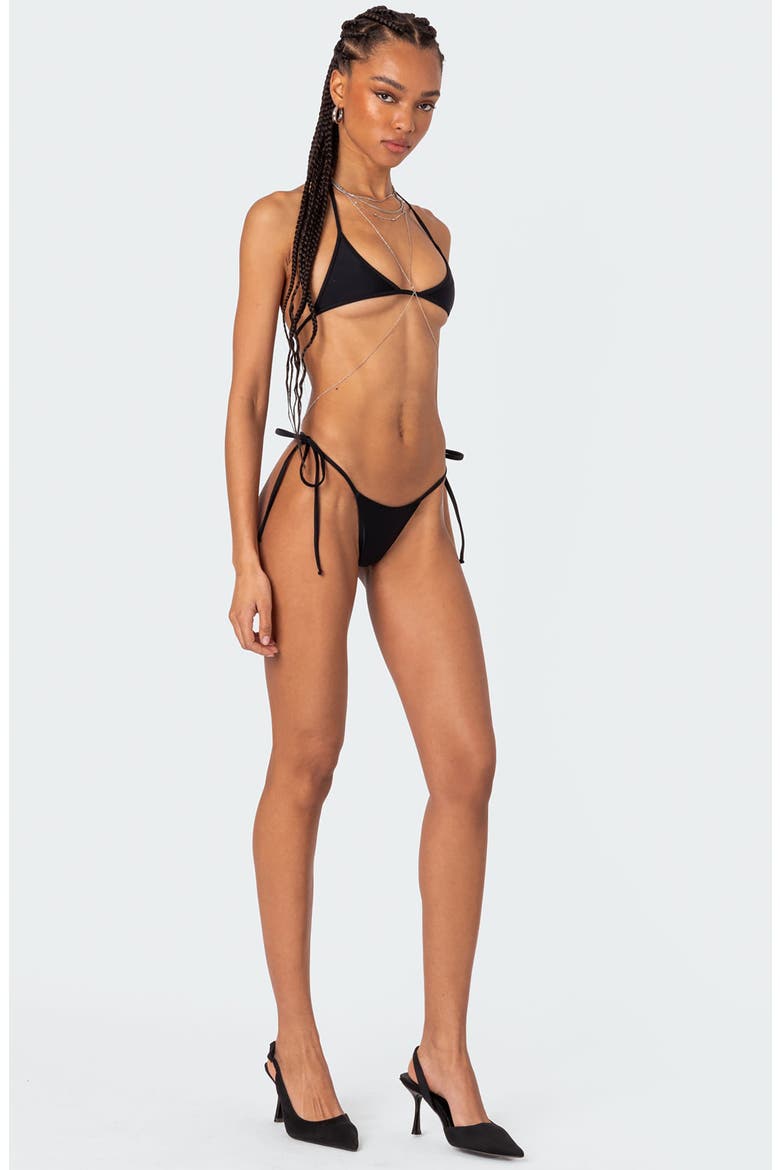 Elora Mirco Triangle Bikini Top, Alternate, color, BLACK