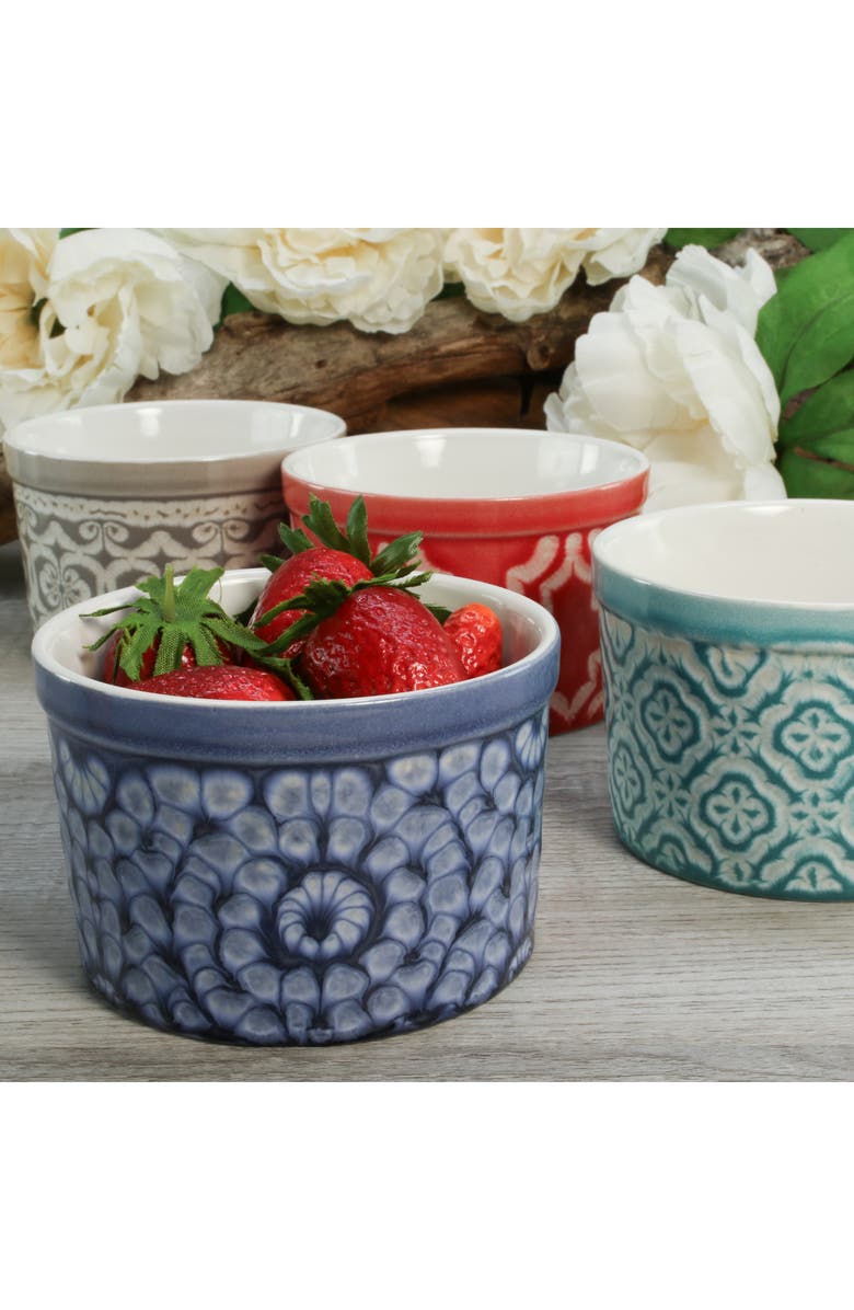 BIA Cordon Bleu Set of 4 Stoneware Dominique Tall Soufflé Dishes, Alternate, color, Multi