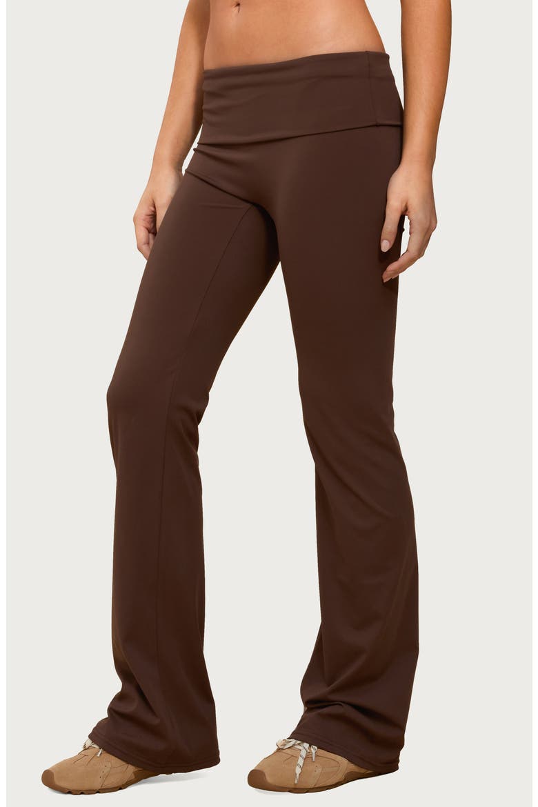 Oriane Foldover Flare Leggings, Alternate, color, BROWN