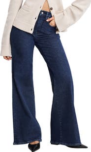 Good American Good Waist High Waist Wide Leg Palazzo Jeans