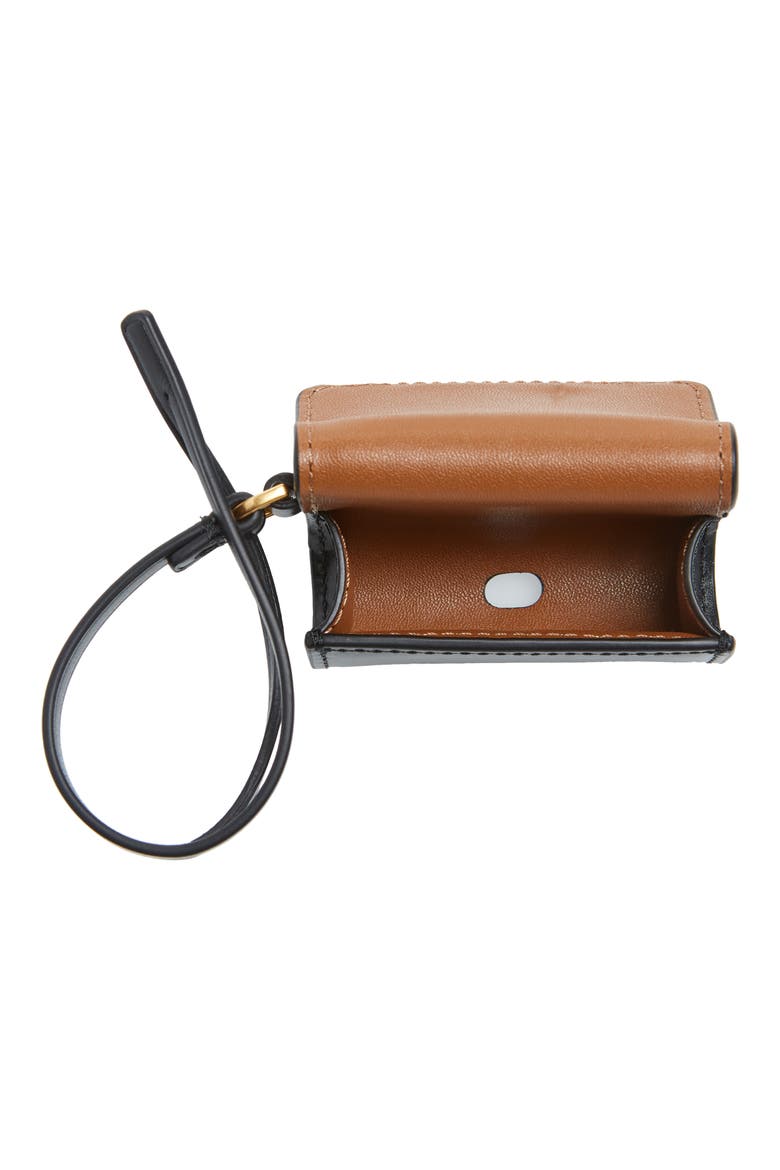 Eleanor Leather AirPods Case, Alternate, color, BLACK