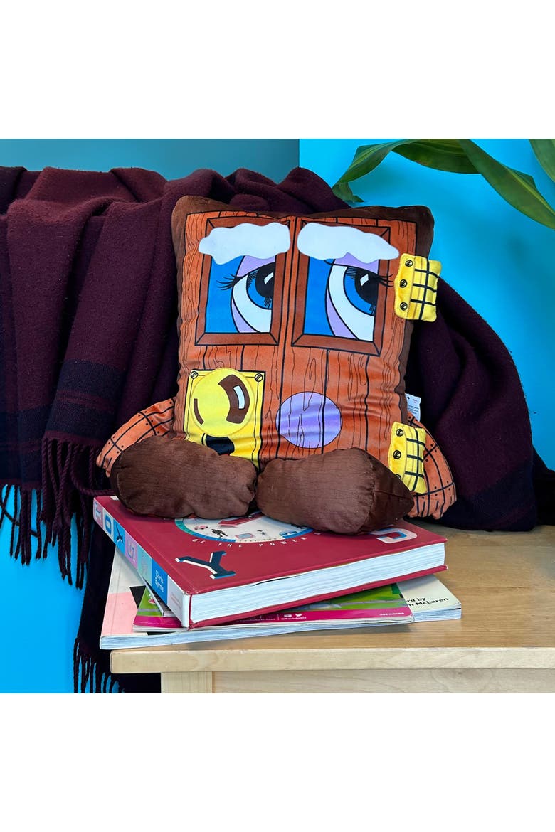 Squeaky Door Plush Pillow, Alternate, color, Brown