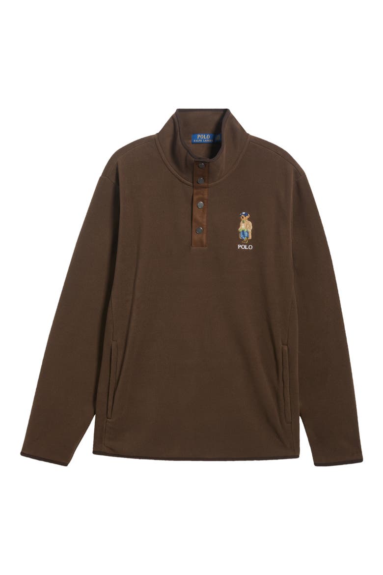 Polo Bear Fleece Quarter Zip Pullover, Alternate, color, BROWN