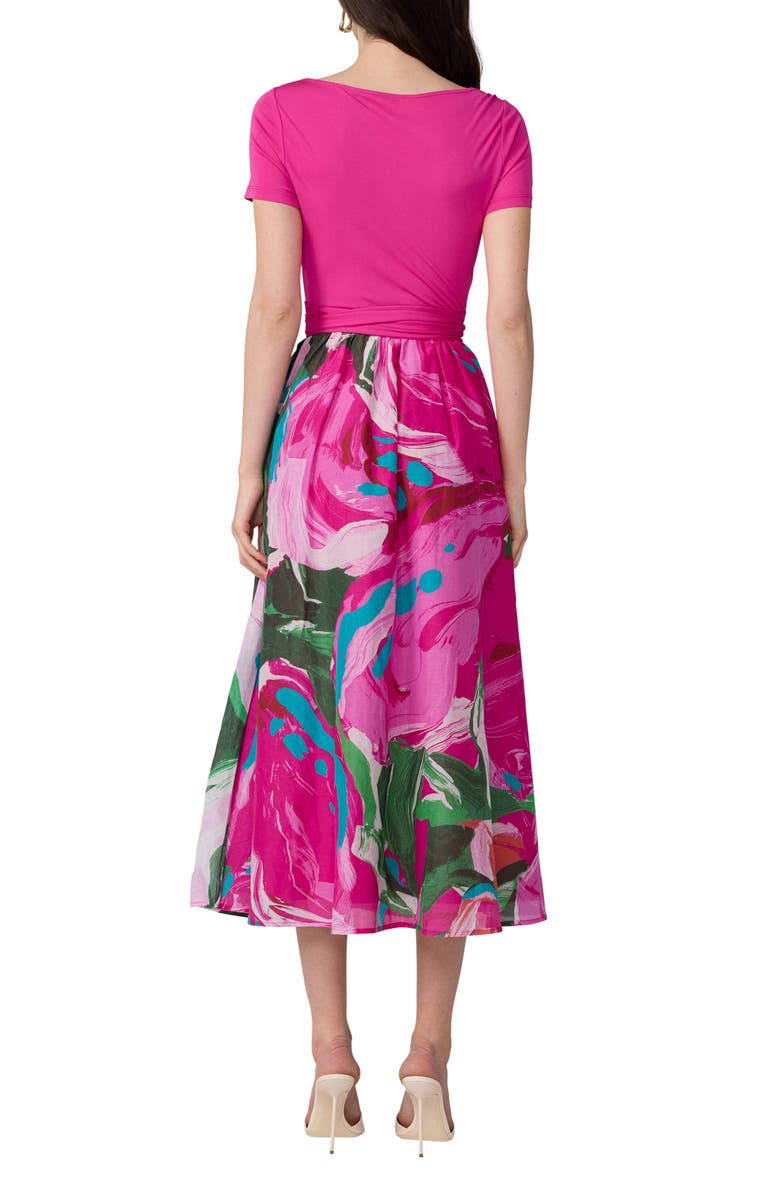 Diane von Furstenberg Elena Abstract Print Wrap Bodice Midi Dress, Alternate, color, Provence Giant Gossip Pink