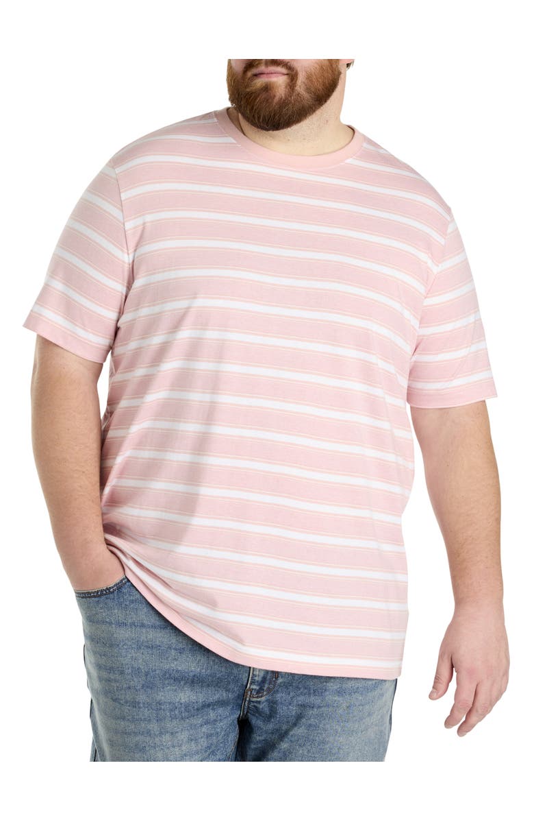Harbor Bay by DXL Big 
Tall Moisture-Wicking Striped T-Shirt, Main, color, Silver Pink