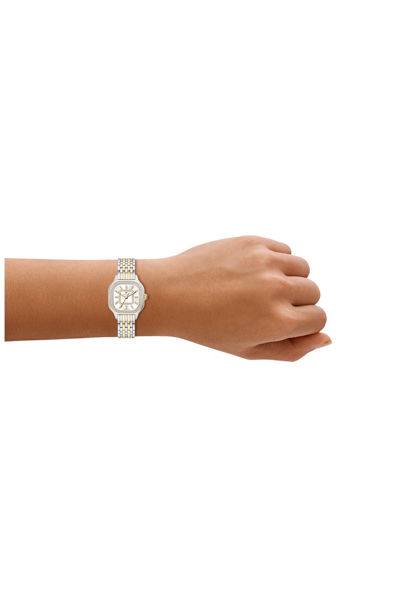Mini Meggie Mother-of-Pearl & Diamond Bracelet Watch, 23mm x 25mm, Alternate, color, TWO TONE