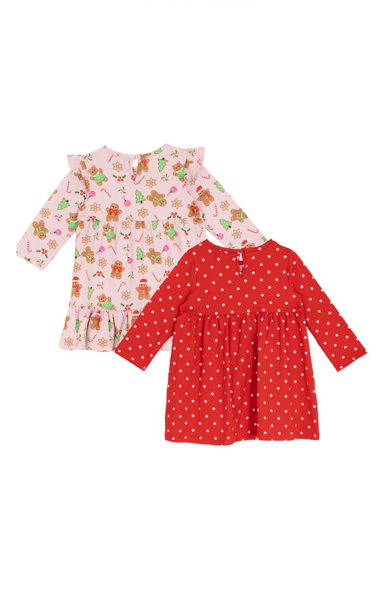 Rare Editions Holiday 4-Piece Assorted Long Sleeve Dresses & Headbands Set, Alternate, color, Pink