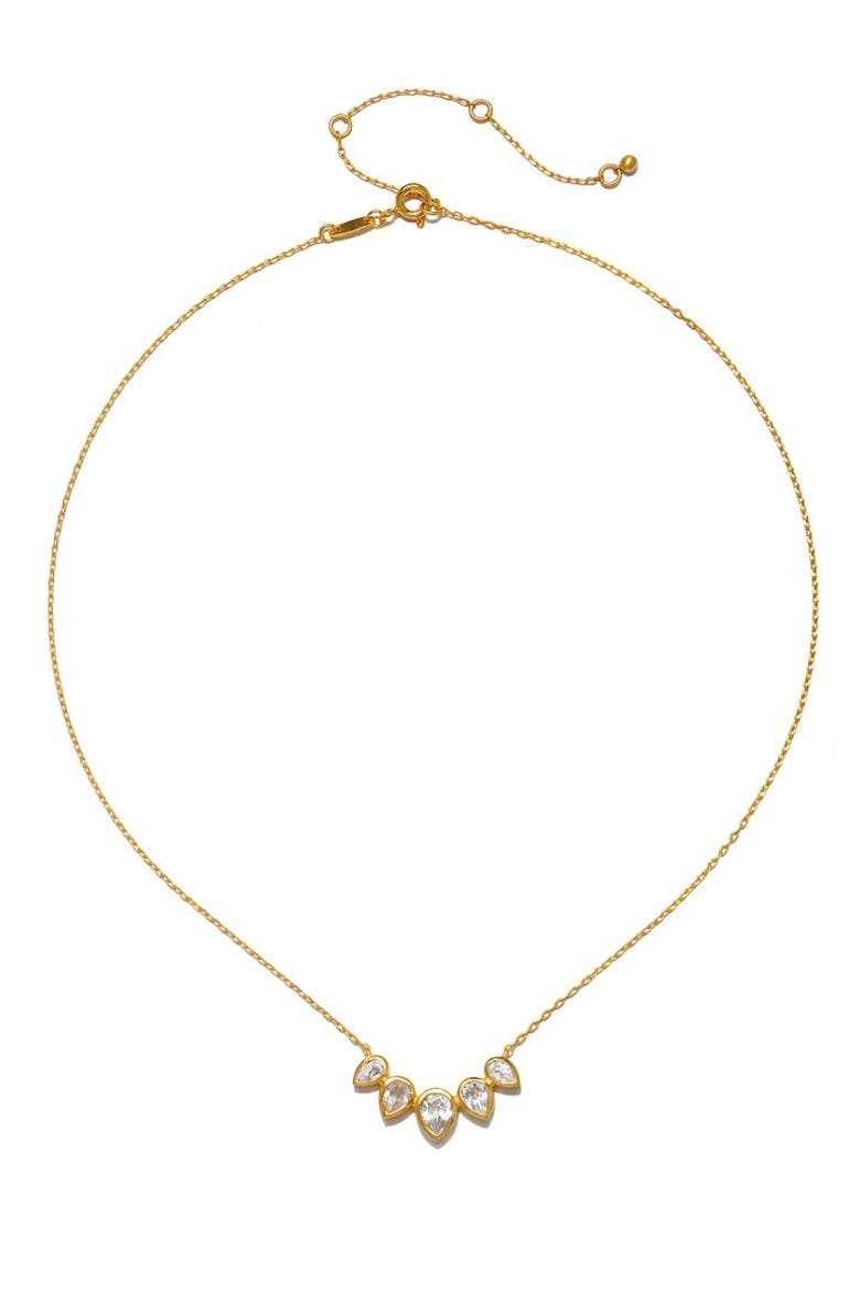 Commence with Clarity White Topaz Lotus Petal Necklace, Alternate, color, Gold