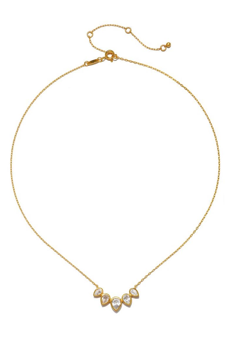 Satya Jewelry Commence with Clarity White Topaz Lotus Petal Necklace, Alternate, color, Gold