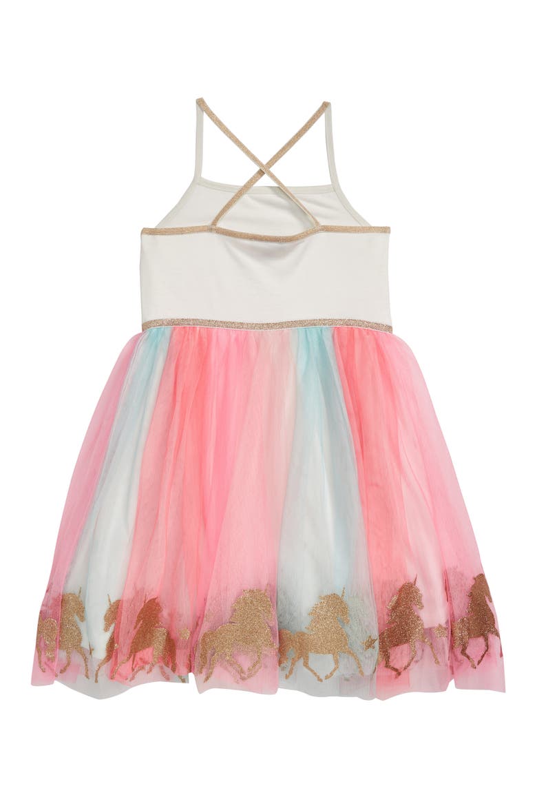 Rainbow Sleeveless Mesh Tutu Dress, Alternate, color, IVORY/ MULTI